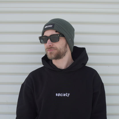 Badge Cable Knit Beanie (Cypress)