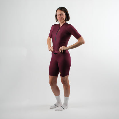 Womens Elevate++ Short Sleeve Jersey (Port Wine)