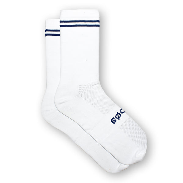 Load image into Gallery viewer, Classic Stripe Socks (White/Navy)
