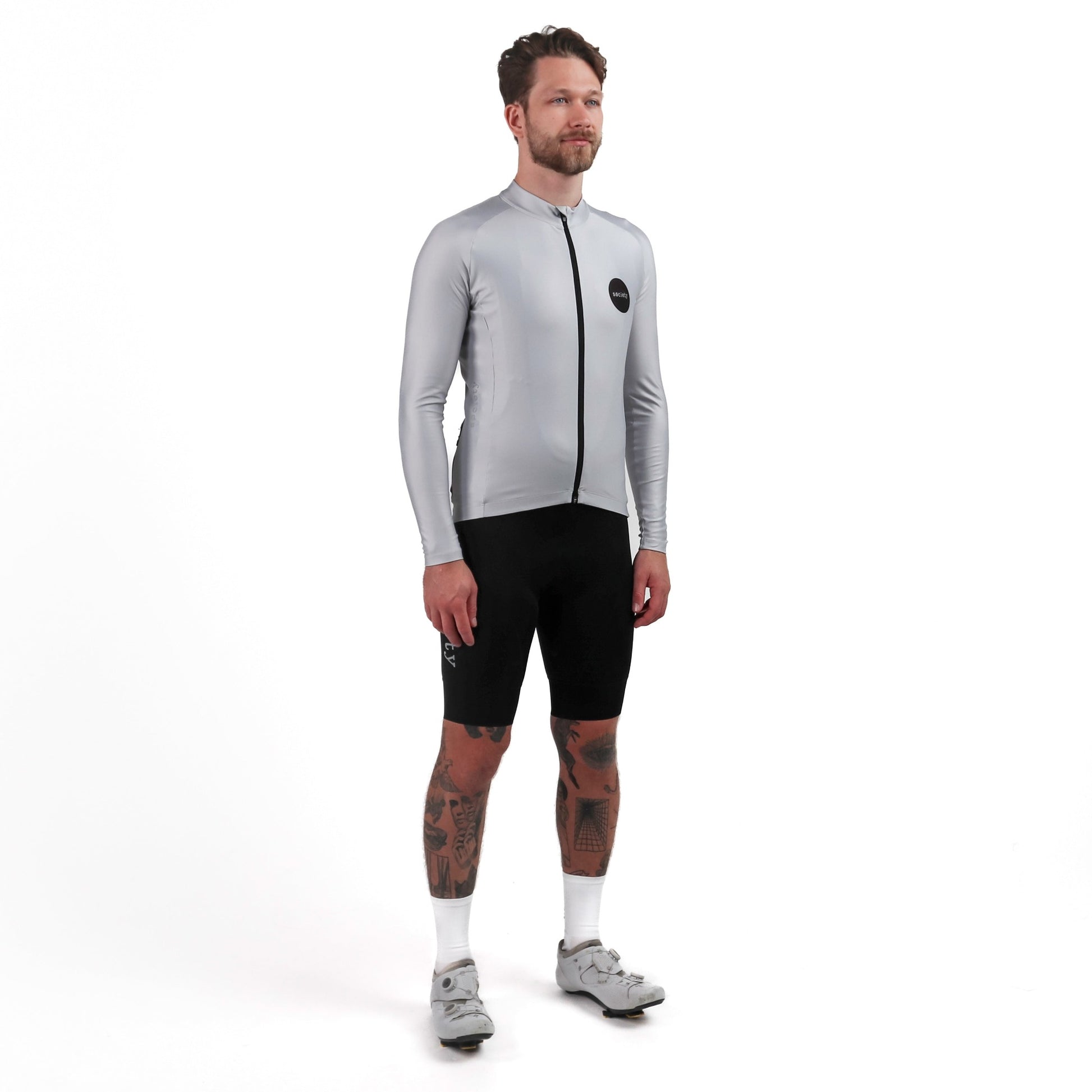 Society Cycling Yardage Thermal Long Sleeve Jersey (Grey)