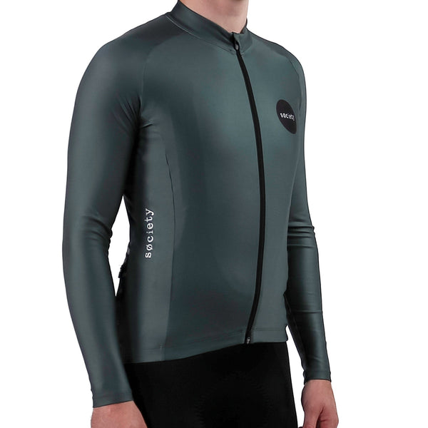 Load image into Gallery viewer, Society Cycling Yardage Thermal Long Sleeve Jersey (Petrol)
