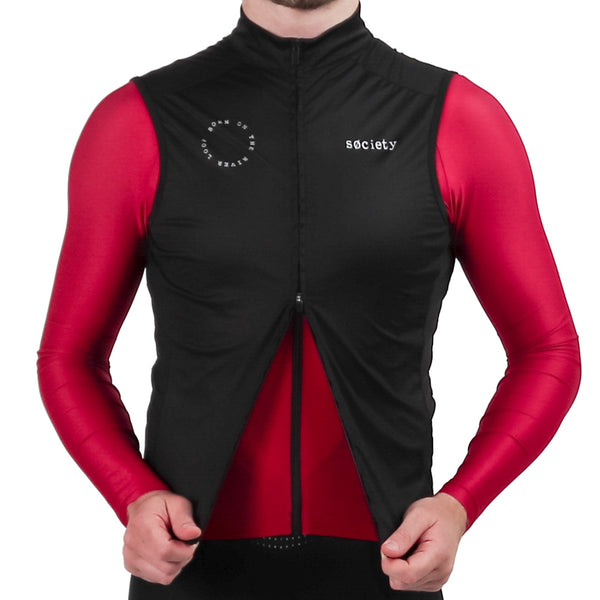 Load image into Gallery viewer, Society Cycling Club Vest and Prevail Long Sleeve Jersey Merlot
